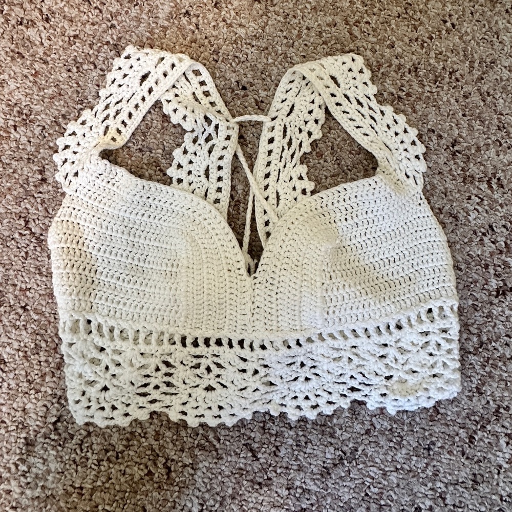 Windsor Cream Crochet Lace Crop Top